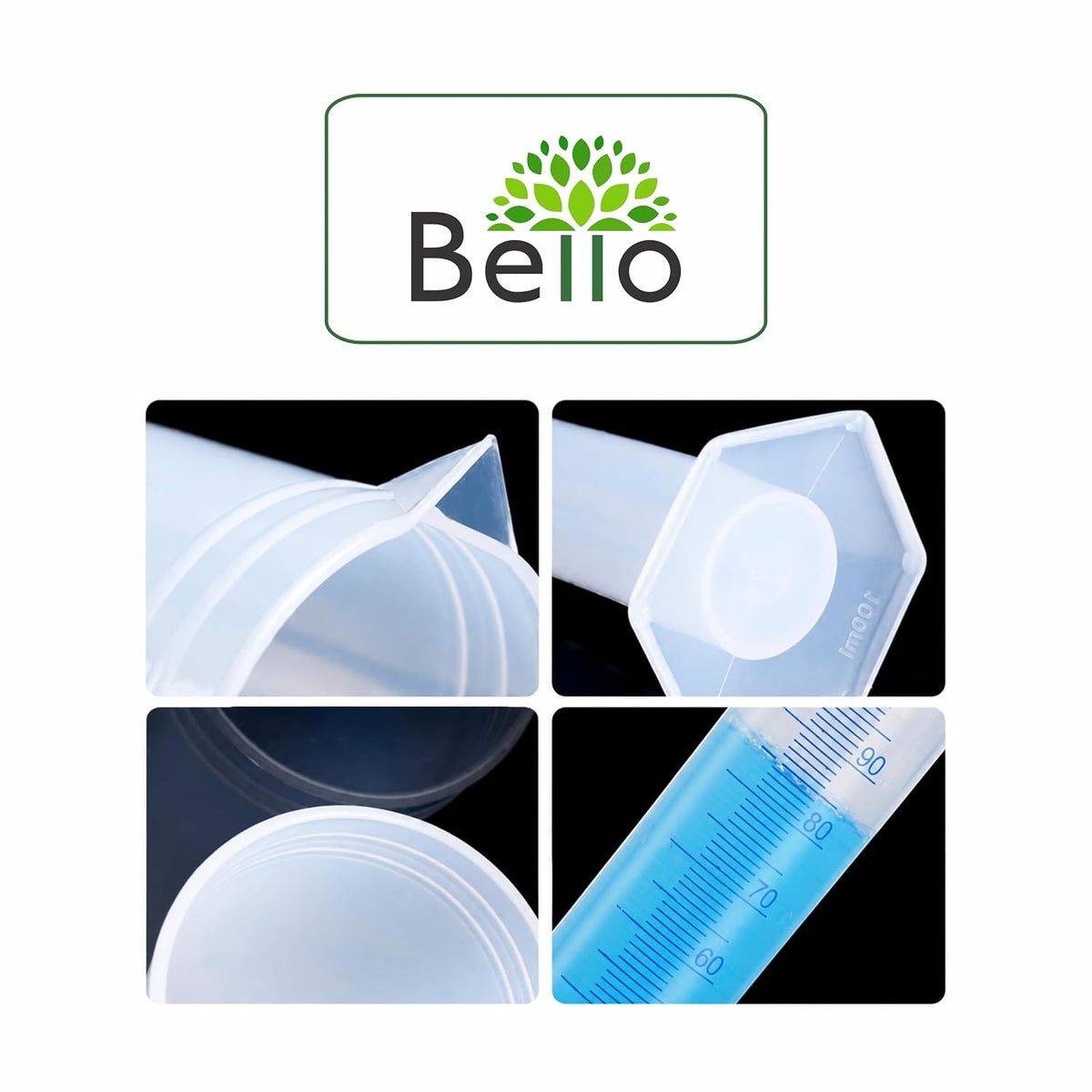 Bello Scientific Plastic Measuring Cylinder Polypropylene Material Hexagonal Base, Blue Printed Graduation