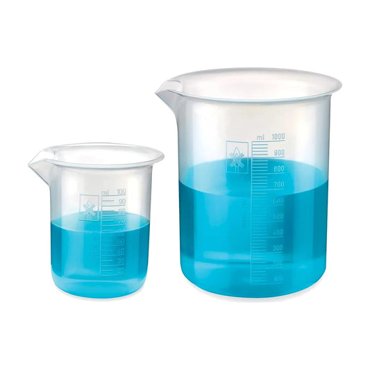 Bello Polypropylene Plastic Beaker 100 ml, 1000 ml with Graduation Marks, Set of 2 Beakers for school collage chemistry lab laboratory