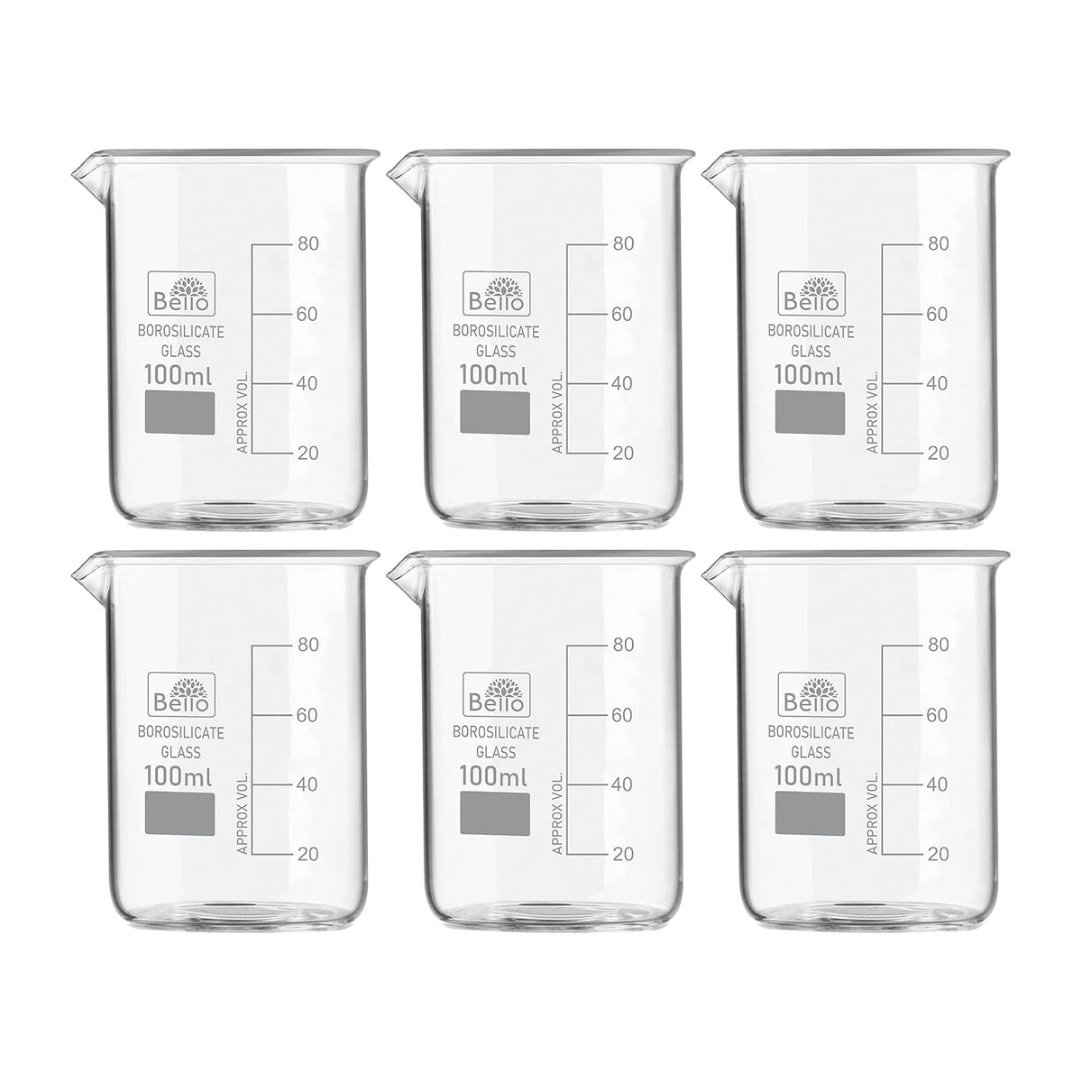 Bello Borosilicate 3.3 Glass Beaker with Graduation Marks,Beakers for school collage chemistry lab laboratory