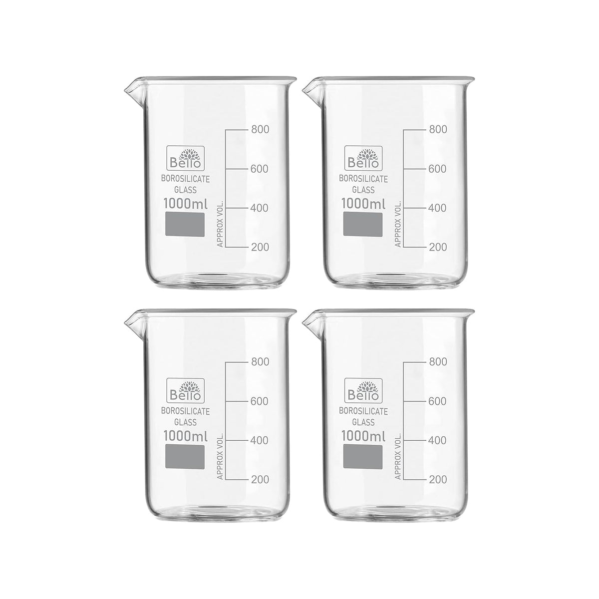 Bello Borosilicate 3.3 Glass Beaker with Graduation Marks,Beakers for school collage chemistry lab laboratory