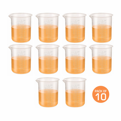 Labxprt Polypropylene Measuring Beaker | Transparent Reusable Plastic Measuring Cup for Laboratory, Liquid & Solid Measurement | Embossed Scale