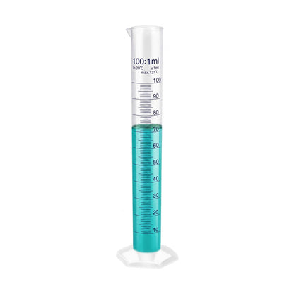 LABXPRT Transparent Plastic Graduated Cylinder, Accurate Volume Measuring Cylinders with Graduated Markings for Chemistry Labs Science Education Research & Laboratory