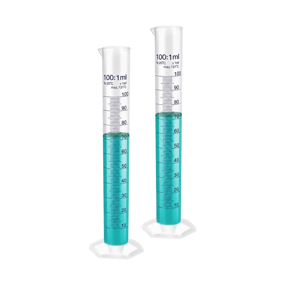 LABXPRT Transparent Plastic Graduated Cylinder, Accurate Volume Measuring Cylinders with Graduated Markings for Chemistry Labs Science Education Research & Laboratory