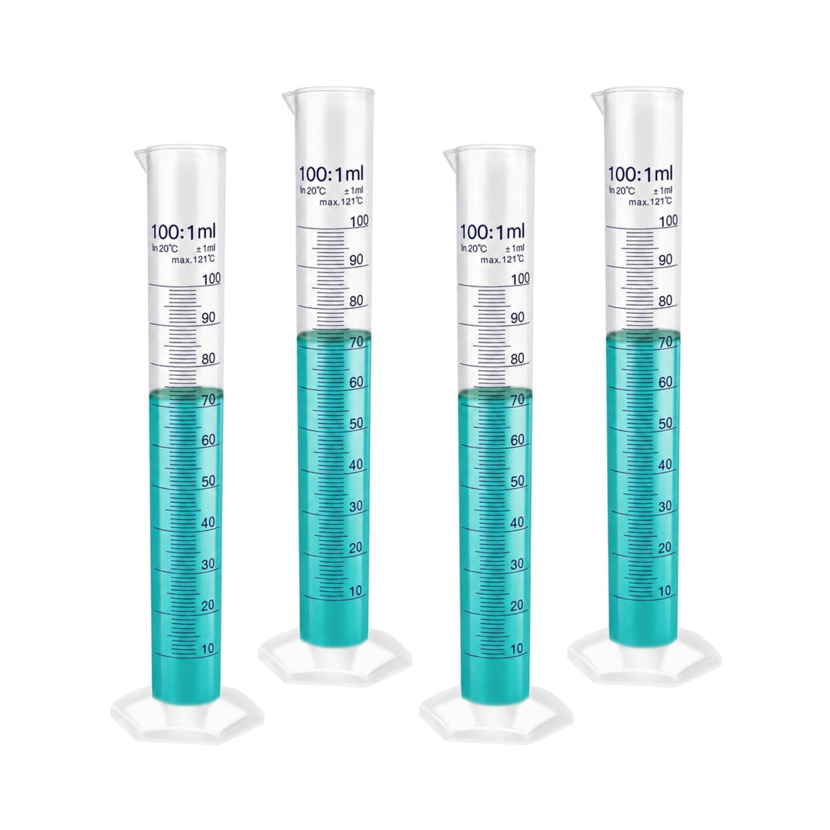 LABXPRT Transparent Plastic Graduated Cylinder, Accurate Volume Measuring Cylinders with Graduated Markings for Chemistry Labs Science Education Research & Laboratory
