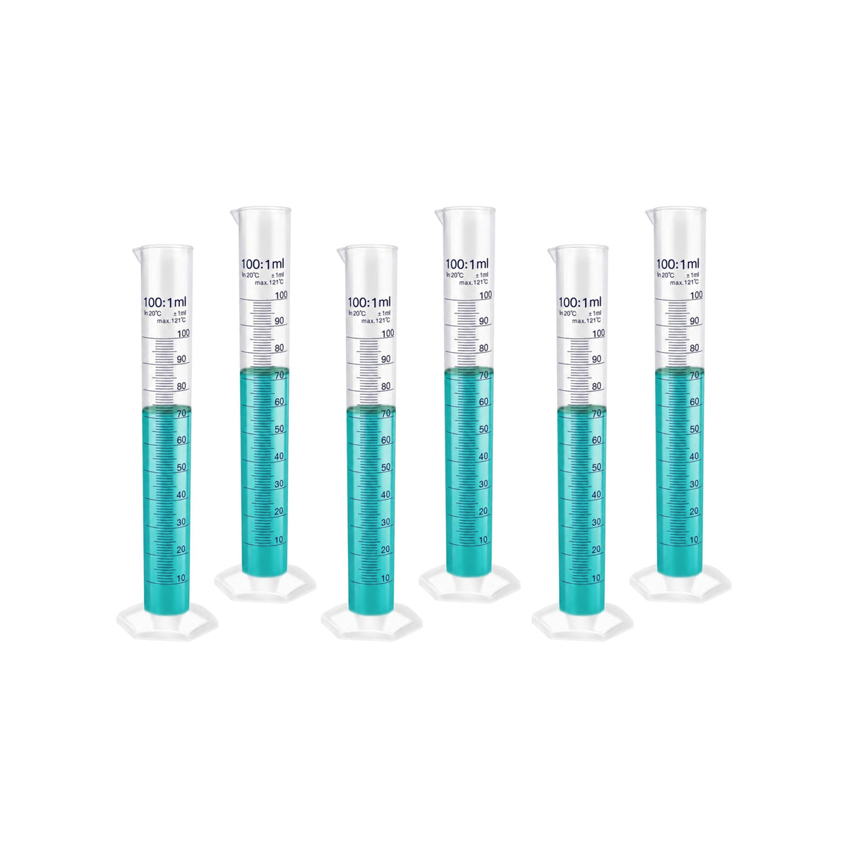 LABXPRT Transparent Plastic Graduated Cylinder, Accurate Volume Measuring Cylinders with Graduated Markings for Chemistry Labs Science Education Research & Laboratory