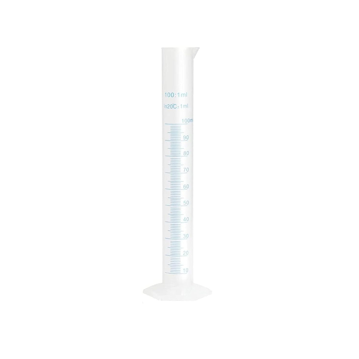 Bello Scientific Plastic Measuring Cylinder Polypropylene Material Hexagonal Base, Blue Printed Graduation