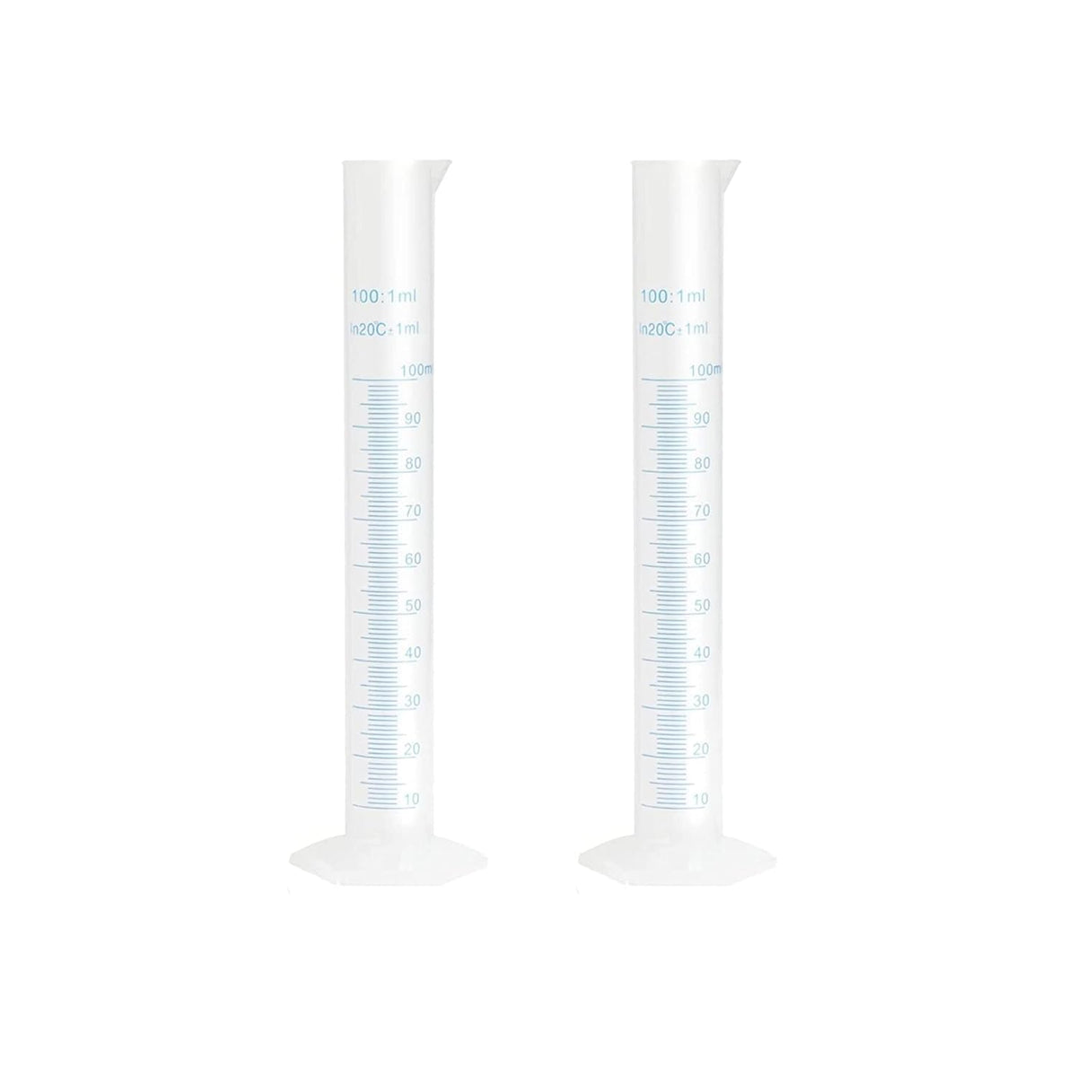 Bello Scientific Plastic Measuring Cylinder Polypropylene Material Hexagonal Base, Blue Printed Graduation