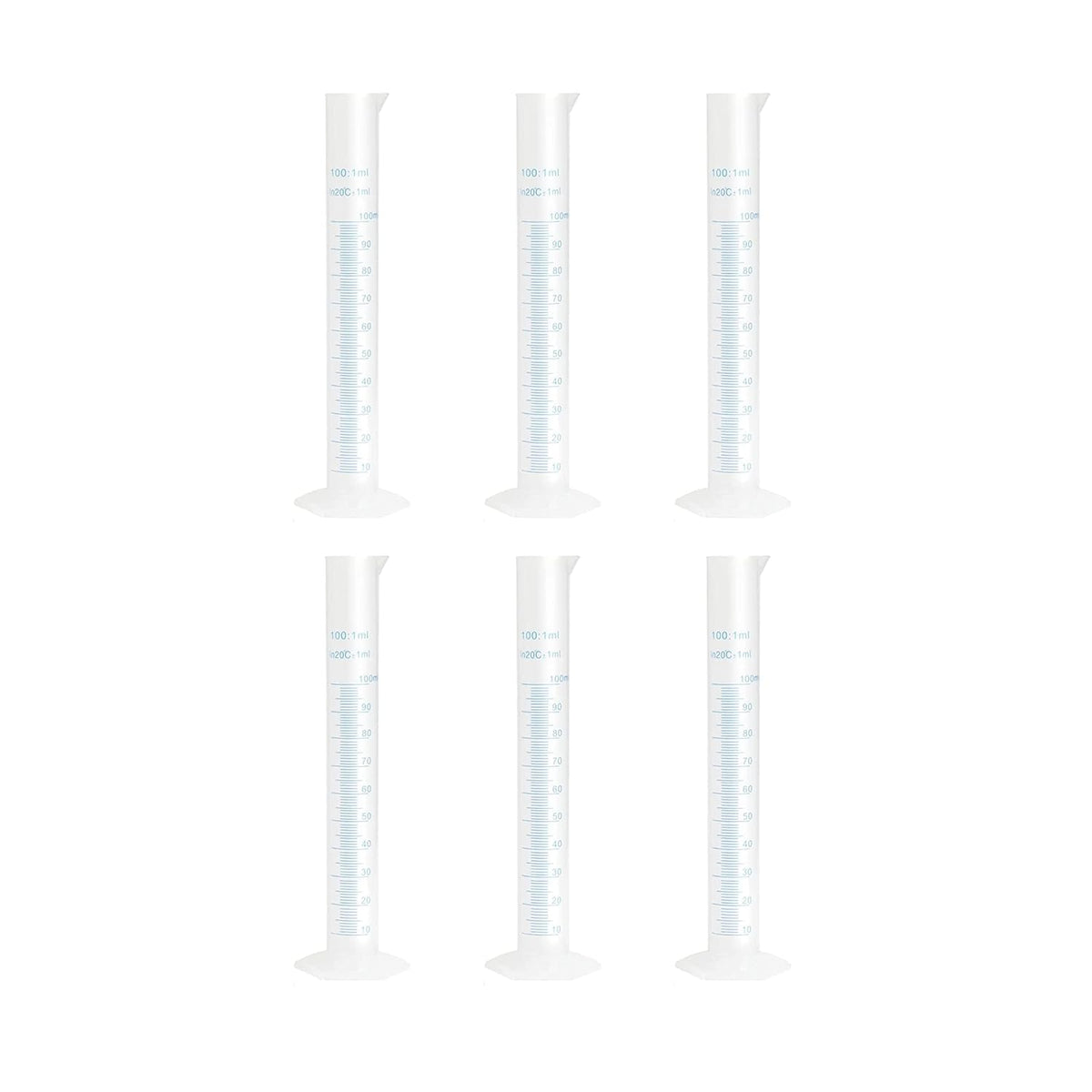 Bello Scientific Plastic Measuring Cylinder Polypropylene Material Hexagonal Base, Blue Printed Graduation