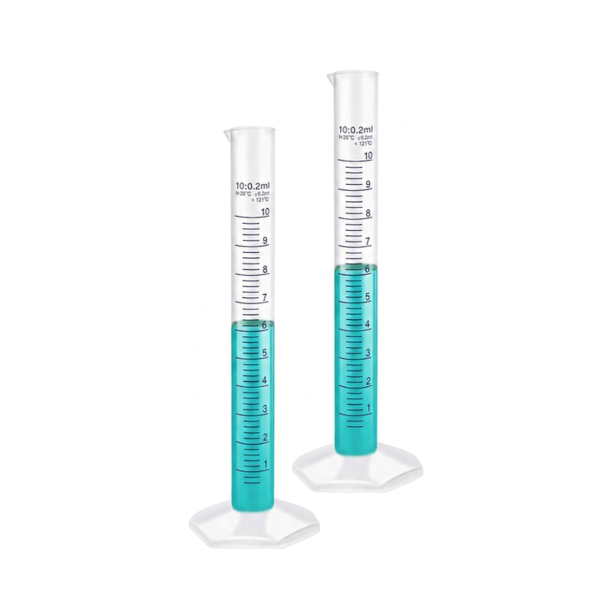 LABXPRT Transparent Plastic Graduated Cylinder, Accurate Volume Measuring Cylinders with Graduated Markings for Chemistry Labs Science Education Research & Laboratory