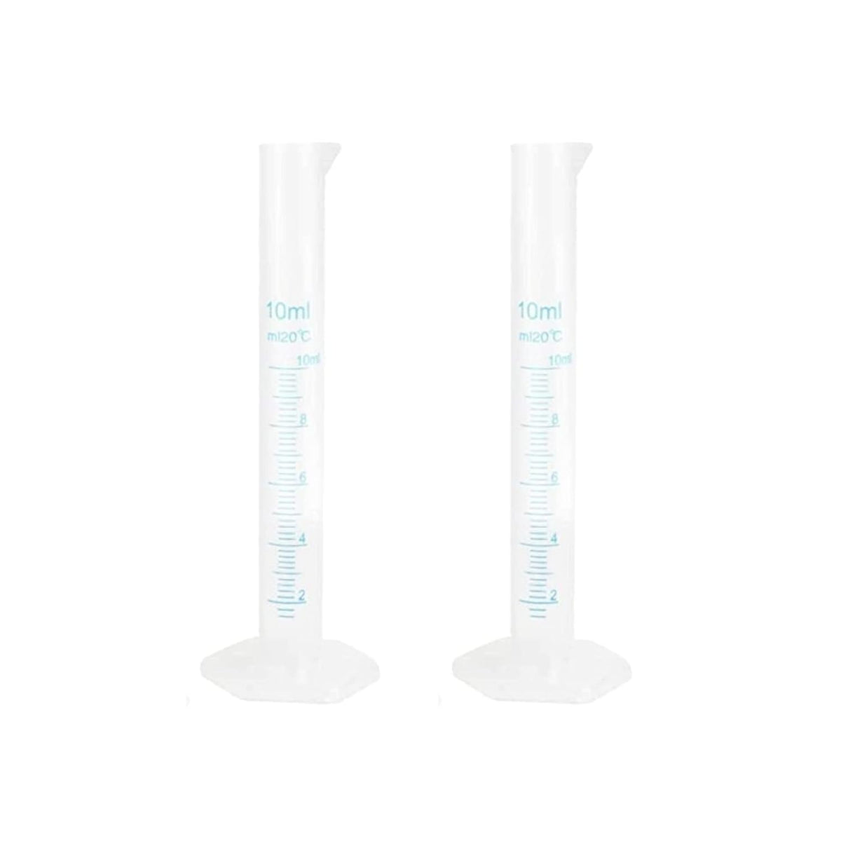 Bello Scientific Plastic Measuring Cylinder Polypropylene Material Hexagonal Base, Blue Printed Graduation
