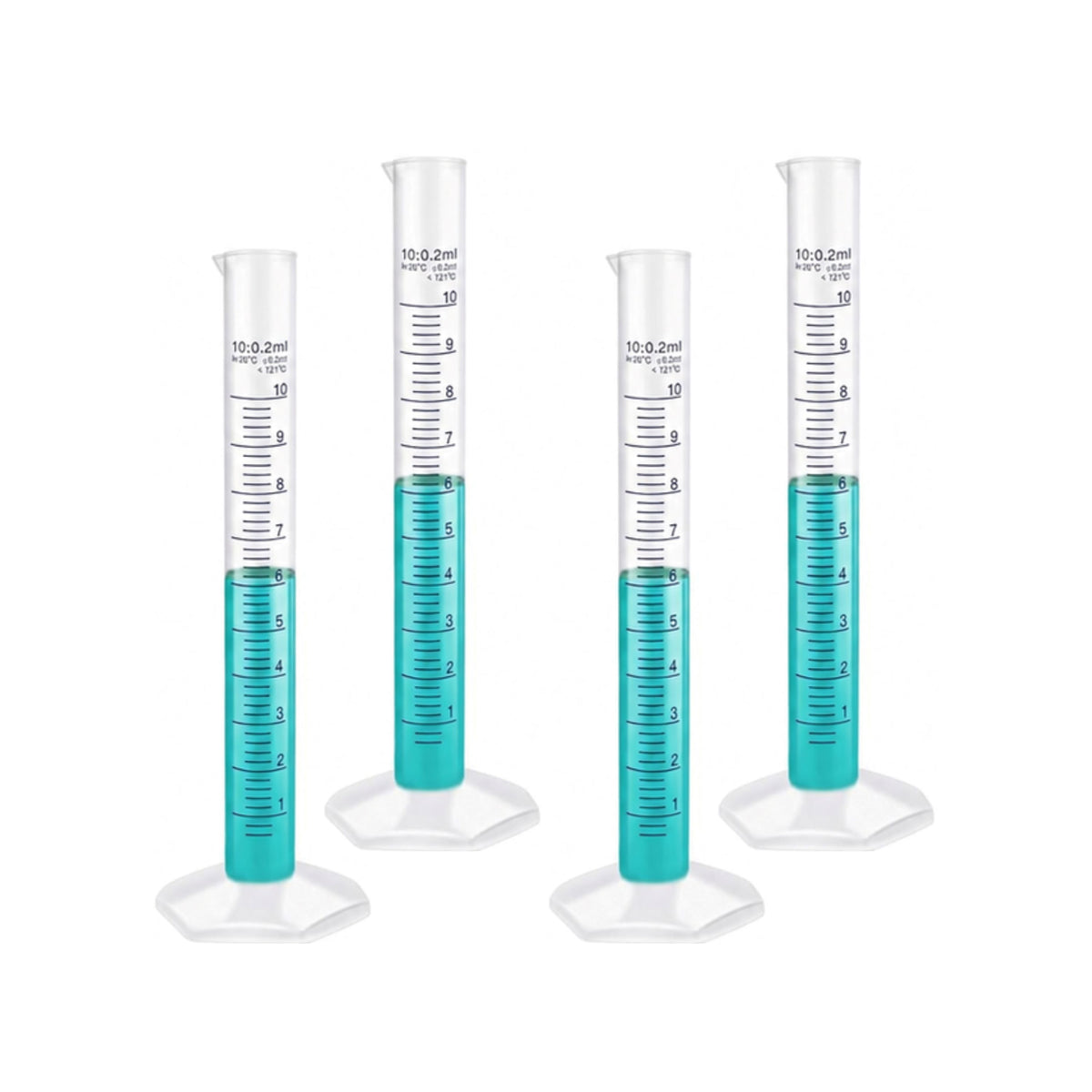 LABXPRT Transparent Plastic Graduated Cylinder, Accurate Volume Measuring Cylinders with Graduated Markings for Chemistry Labs Science Education Research & Laboratory