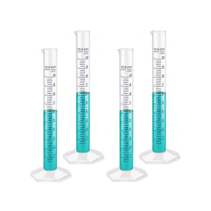 LABXPRT Transparent Plastic Graduated Cylinder, Accurate Volume Measuring Cylinders with Graduated Markings for Chemistry Labs Science Education Research & Laboratory