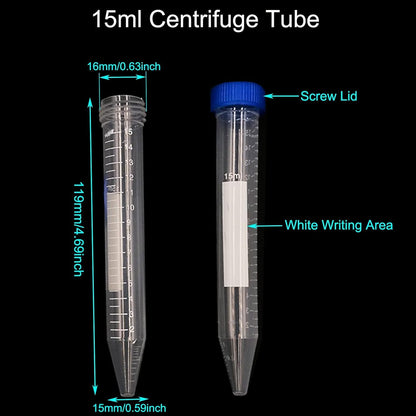 Labxprt Centrifuge Tube Conical Bottom with Screw Caps, Polypropylene Container Microcentrifuge Tube with Graduated Marks For Lab Laboratory