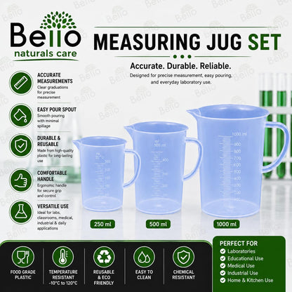 Bello Polypropylene Measuring Jug with Handle Pour Spout Container for Kitchen Lab