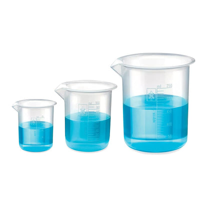 Bello Polypropylene Plastic Beaker 25ml, 100ml, 250ml with Graduation Marks, Set of 3 Beakers for school collage chemistry lab laboratory