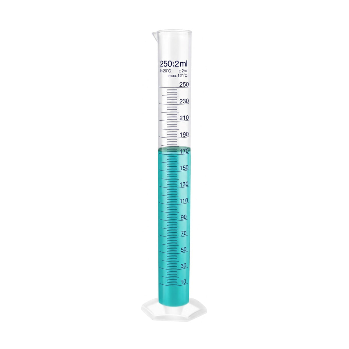 LABXPRT Transparent Plastic Graduated Cylinder, Accurate Volume Measuring Cylinders with Graduated Markings for Chemistry Labs Science Education Research & Laboratory