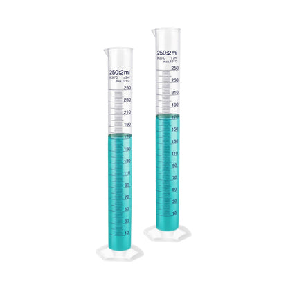 LABXPRT Transparent Plastic Graduated Cylinder, Accurate Volume Measuring Cylinders with Graduated Markings for Chemistry Labs Science Education Research & Laboratory