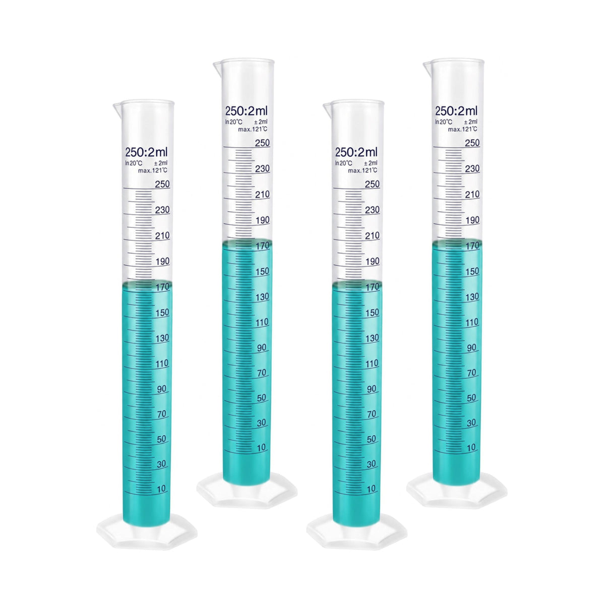 LABXPRT Transparent Plastic Graduated Cylinder, Accurate Volume Measuring Cylinders with Graduated Markings for Chemistry Labs Science Education Research & Laboratory