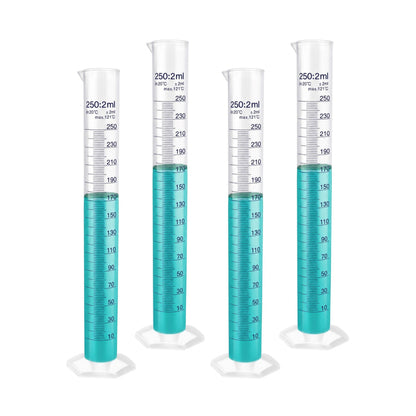 LABXPRT Transparent Plastic Graduated Cylinder, Accurate Volume Measuring Cylinders with Graduated Markings for Chemistry Labs Science Education Research & Laboratory
