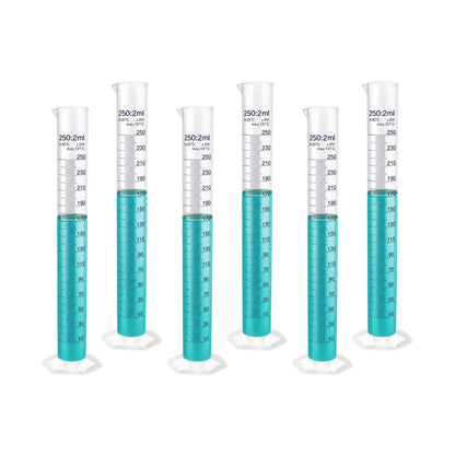 LABXPRT Transparent Plastic Graduated Cylinder, Accurate Volume Measuring Cylinders with Graduated Markings for Chemistry Labs Science Education Research & Laboratory