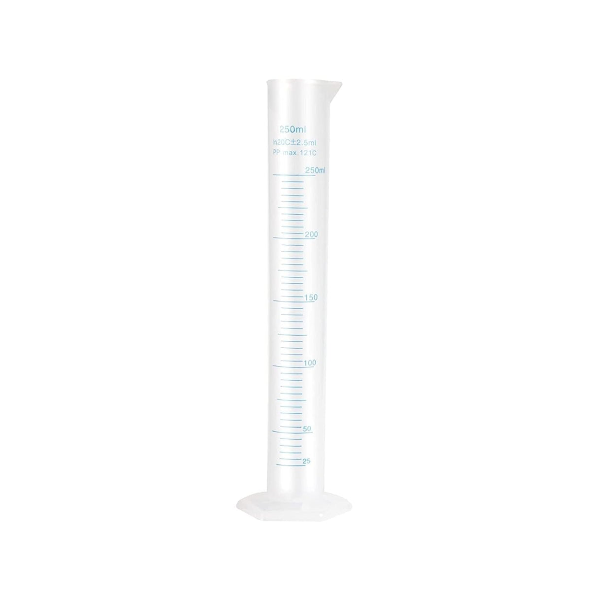 Bello Scientific Plastic Measuring Cylinder Polypropylene Material Hexagonal Base, Blue Printed Graduation