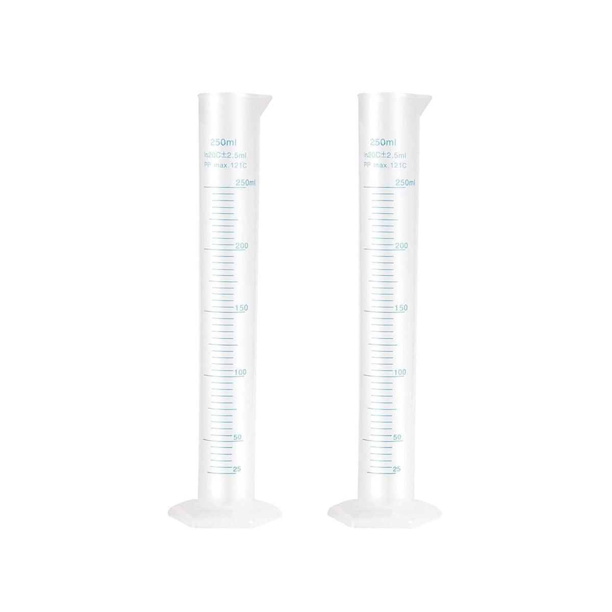 Bello Scientific Plastic Measuring Cylinder Polypropylene Material Hexagonal Base, Blue Printed Graduation