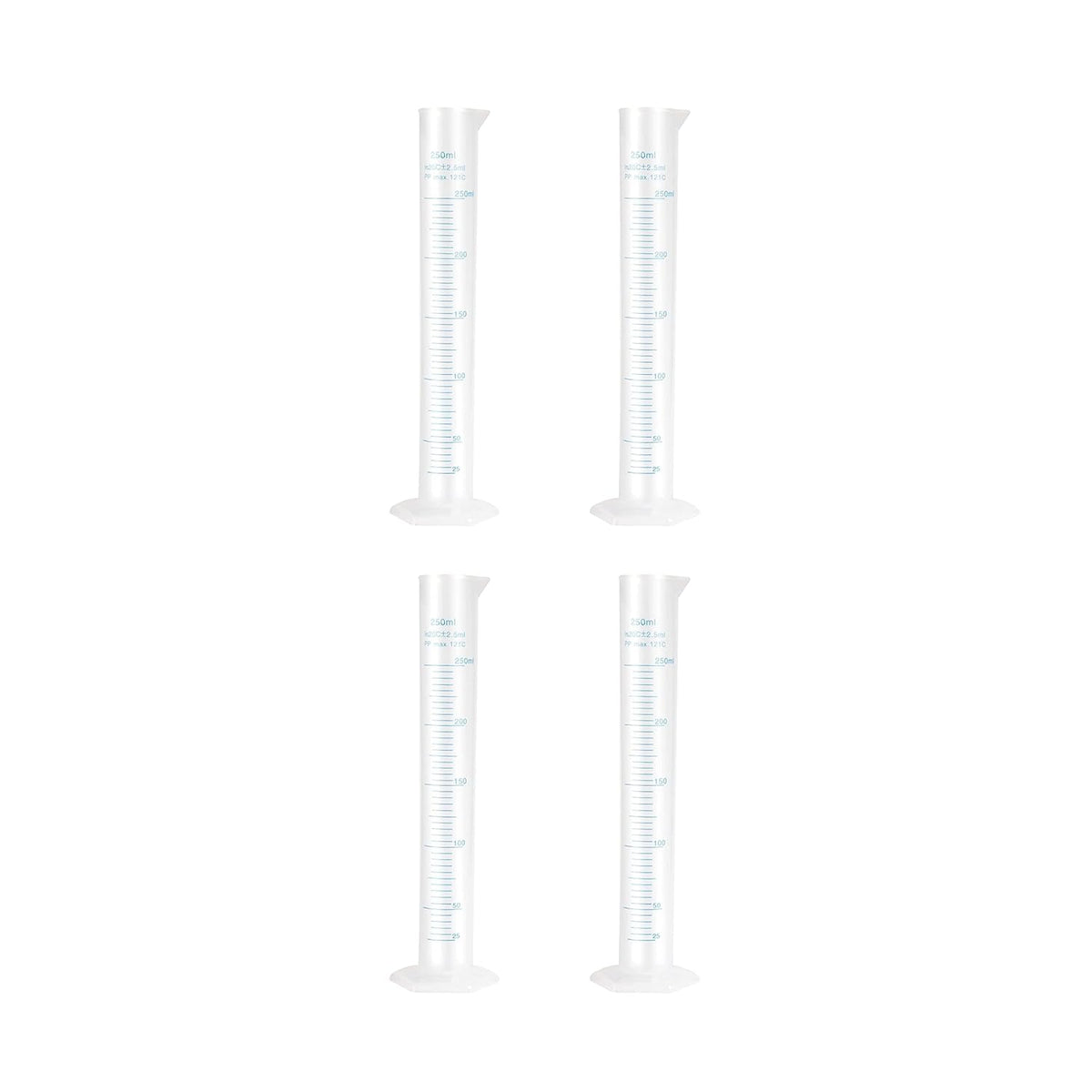 Bello Scientific Plastic Measuring Cylinder Polypropylene Material Hexagonal Base, Blue Printed Graduation