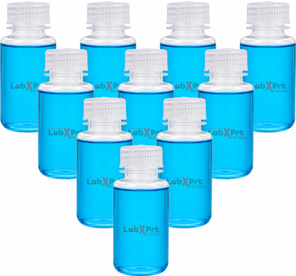 LABXPRT Polypropylene Wide Mouth Reagent Bottles, Translucent Plastic Sample Storage Containers with Screw Cap, Laboratory Water Sample & Liquid Storage Bottles,