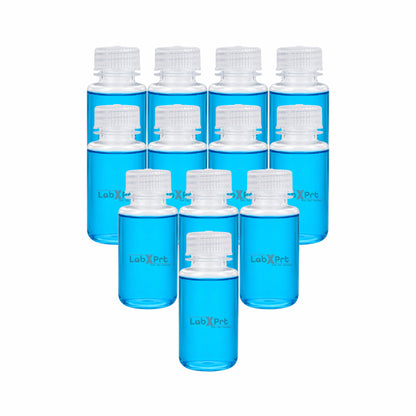 LABXPRT Polypropylene Wide Mouth Reagent Bottles, Translucent Plastic Sample Storage Containers with Screw Cap, Laboratory Water Sample & Liquid Storage Bottles,