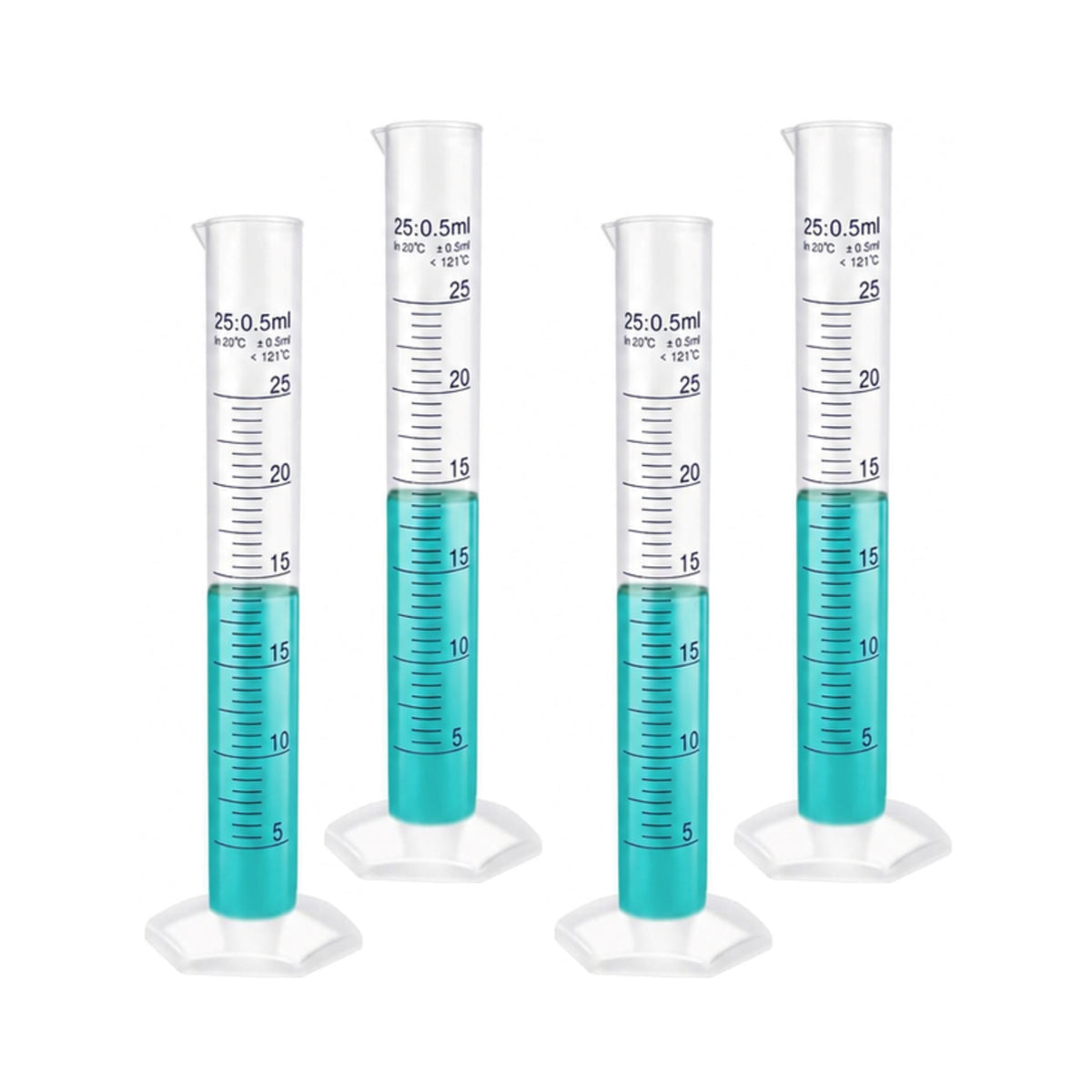 LABXPRT Transparent Plastic Graduated Cylinder, Accurate Volume Measuring Cylinders with Graduated Markings for Chemistry Labs Science Education Research & Laboratory