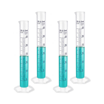 LABXPRT Transparent Plastic Graduated Cylinder, Accurate Volume Measuring Cylinders with Graduated Markings for Chemistry Labs Science Education Research & Laboratory
