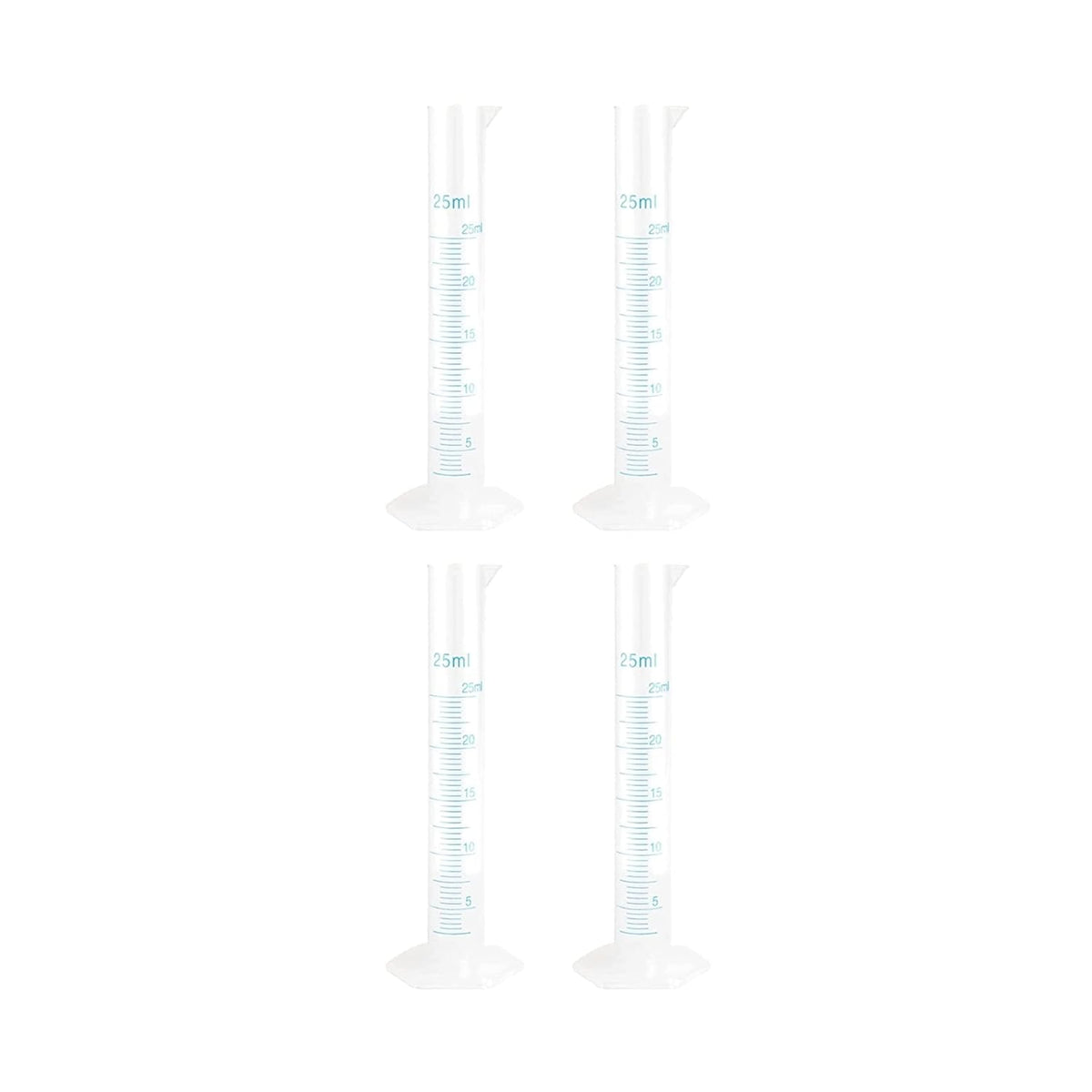 Bello Scientific Plastic Measuring Cylinder Polypropylene Material Hexagonal Base, Blue Printed Graduation