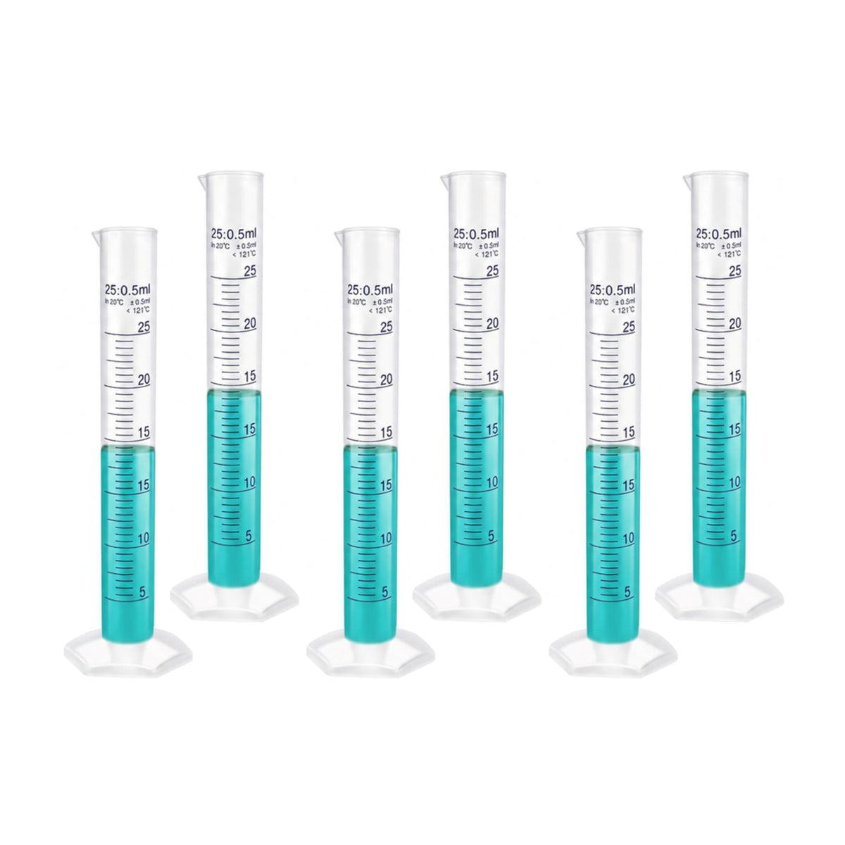 LABXPRT Transparent Plastic Graduated Cylinder, Accurate Volume Measuring Cylinders with Graduated Markings for Chemistry Labs Science Education Research & Laboratory