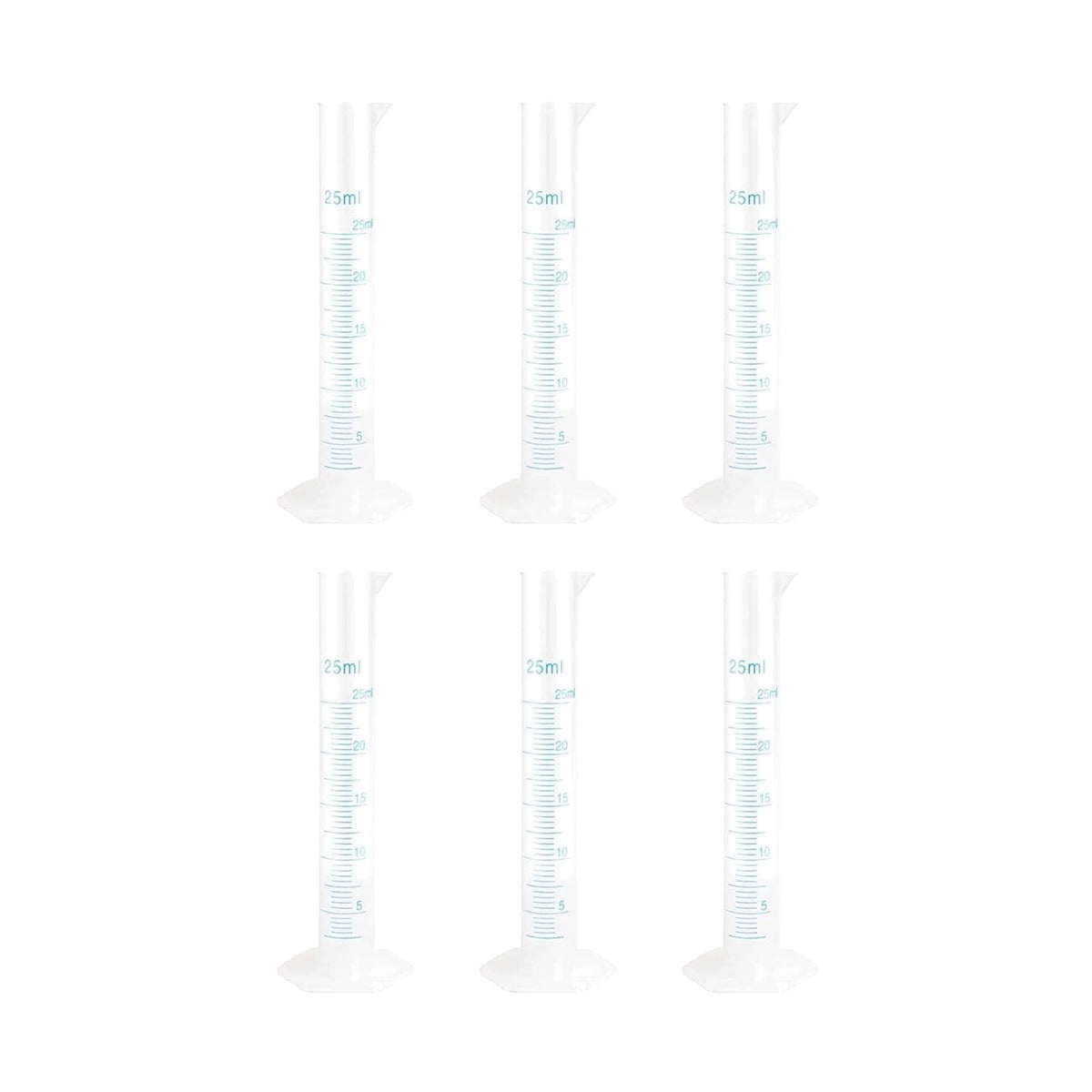 Bello Scientific Plastic Measuring Cylinder Polypropylene Material Hexagonal Base, Blue Printed Graduation