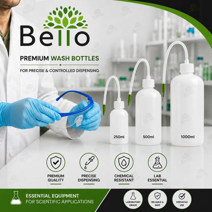 Bello Polypropylene Wash Bottle,Screw Cap with Flexible Tube for Dispensing Liquid -for lab laboratories scientific Chemistry