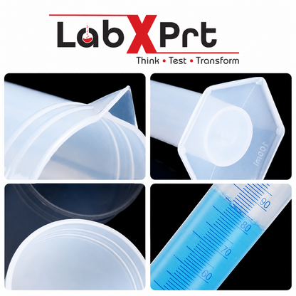 LABXPRT Transparent Plastic Graduated Cylinder, Accurate Volume Measuring Cylinders with Graduated Markings for Chemistry Labs Science Education Research & Laboratory