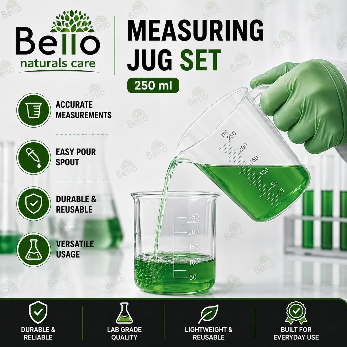 Bello Polypropylene Measuring Jug with Handle Pour Spout Container for Kitchen Lab