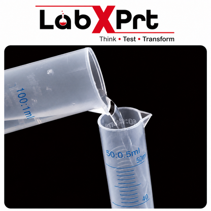 LABXPRT Transparent Plastic Graduated Cylinder, Accurate Volume Measuring Cylinders with Graduated Markings for Chemistry Labs Science Education Research & Laboratory