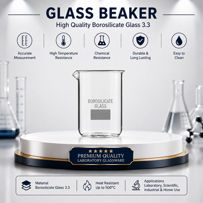 Bello Borosilicate 3.3 Glass Beaker with Graduation Marks,Beakers for school collage chemistry lab laboratory