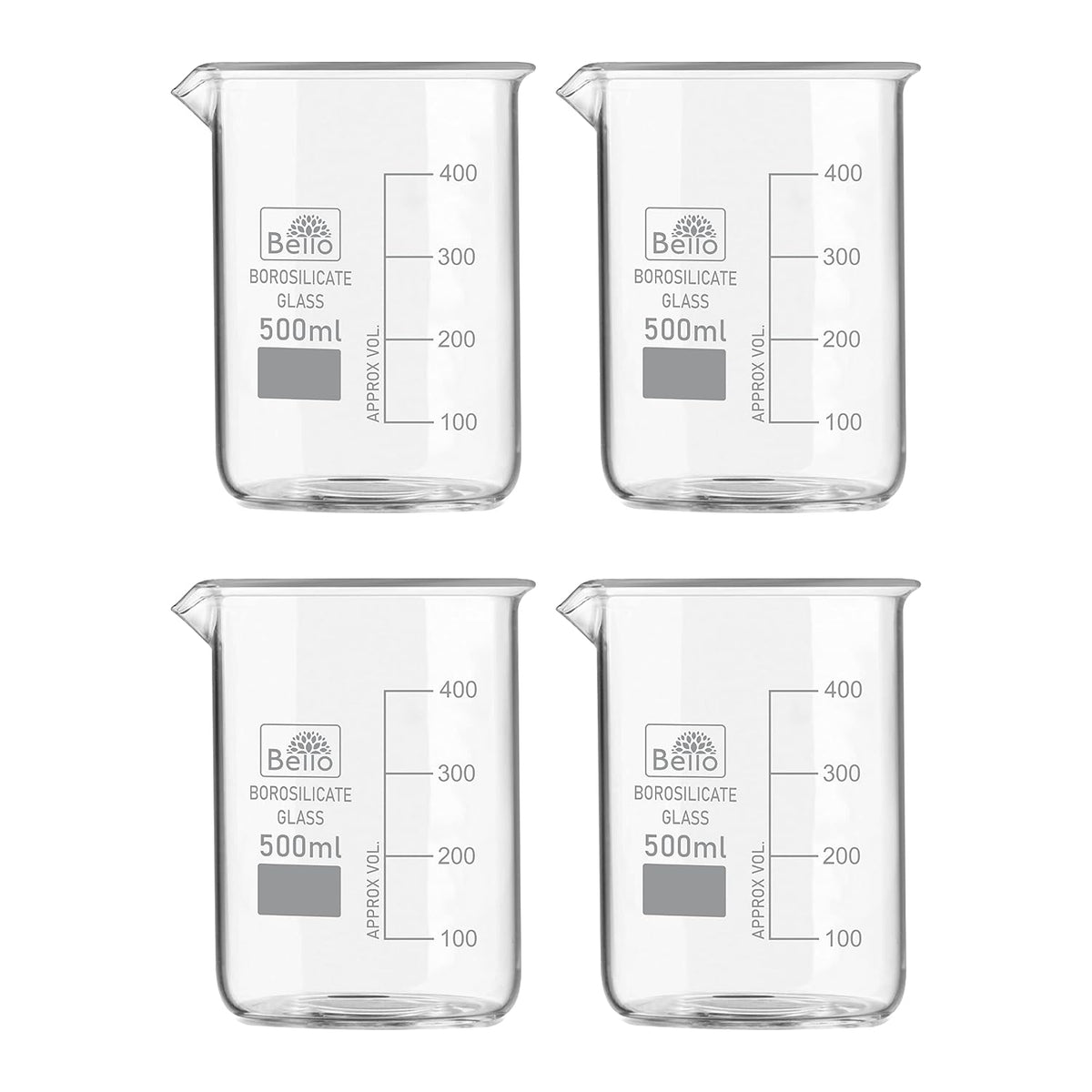 Bello Borosilicate 3.3 Glass Beaker with Graduation Marks,Beakers for school collage chemistry lab laboratory