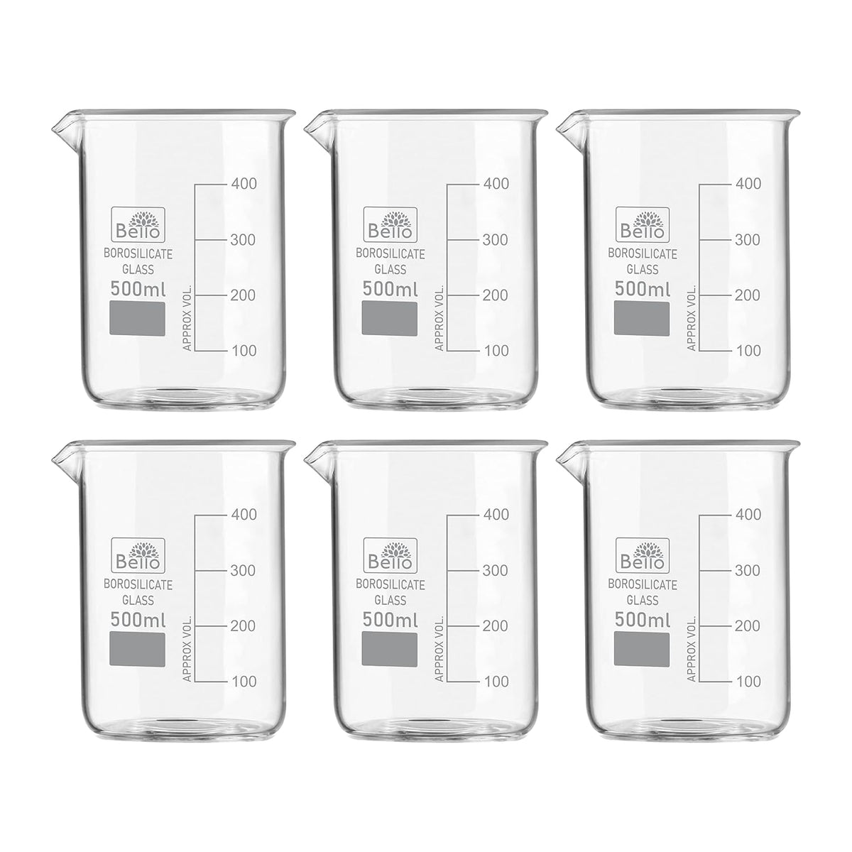 Bello Borosilicate 3.3 Glass Beaker with Graduation Marks,Beakers for school collage chemistry lab laboratory