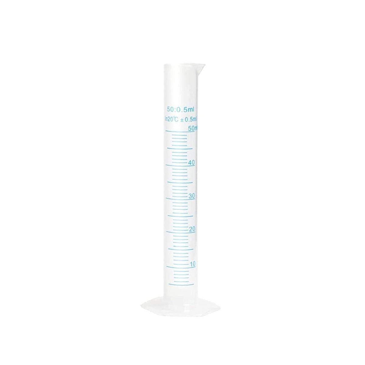 Bello Scientific Plastic Measuring Cylinder Polypropylene Material Hexagonal Base, Blue Printed Graduation