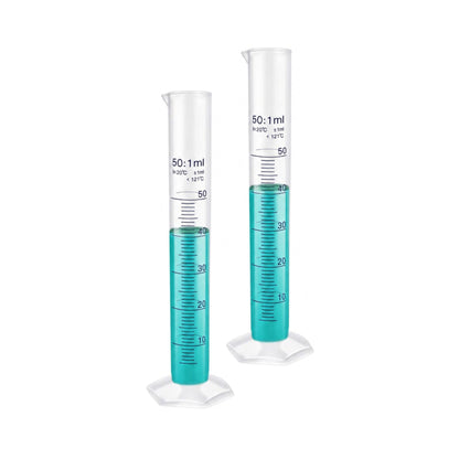 LABXPRT Transparent Plastic Graduated Cylinder, Accurate Volume Measuring Cylinders with Graduated Markings for Chemistry Labs Science Education Research & Laboratory
