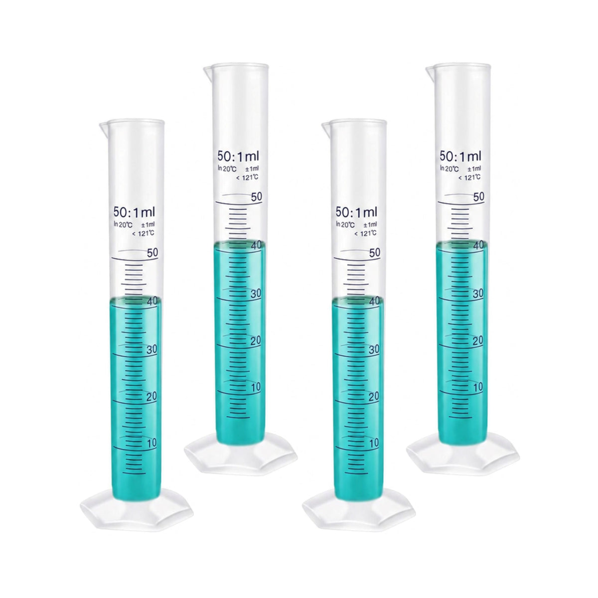 LABXPRT Transparent Plastic Graduated Cylinder, Accurate Volume Measuring Cylinders with Graduated Markings for Chemistry Labs Science Education Research & Laboratory