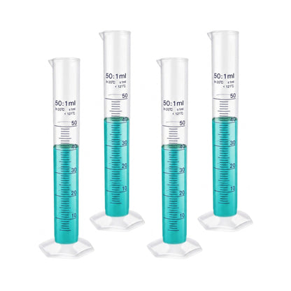 LABXPRT Transparent Plastic Graduated Cylinder, Accurate Volume Measuring Cylinders with Graduated Markings for Chemistry Labs Science Education Research & Laboratory