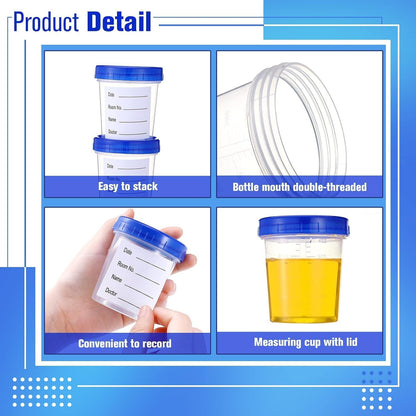 Bello Polypropylene Specimen Collection Container with Leak Proof Lid, Sterile Sample Bottle for Laboratory Testing