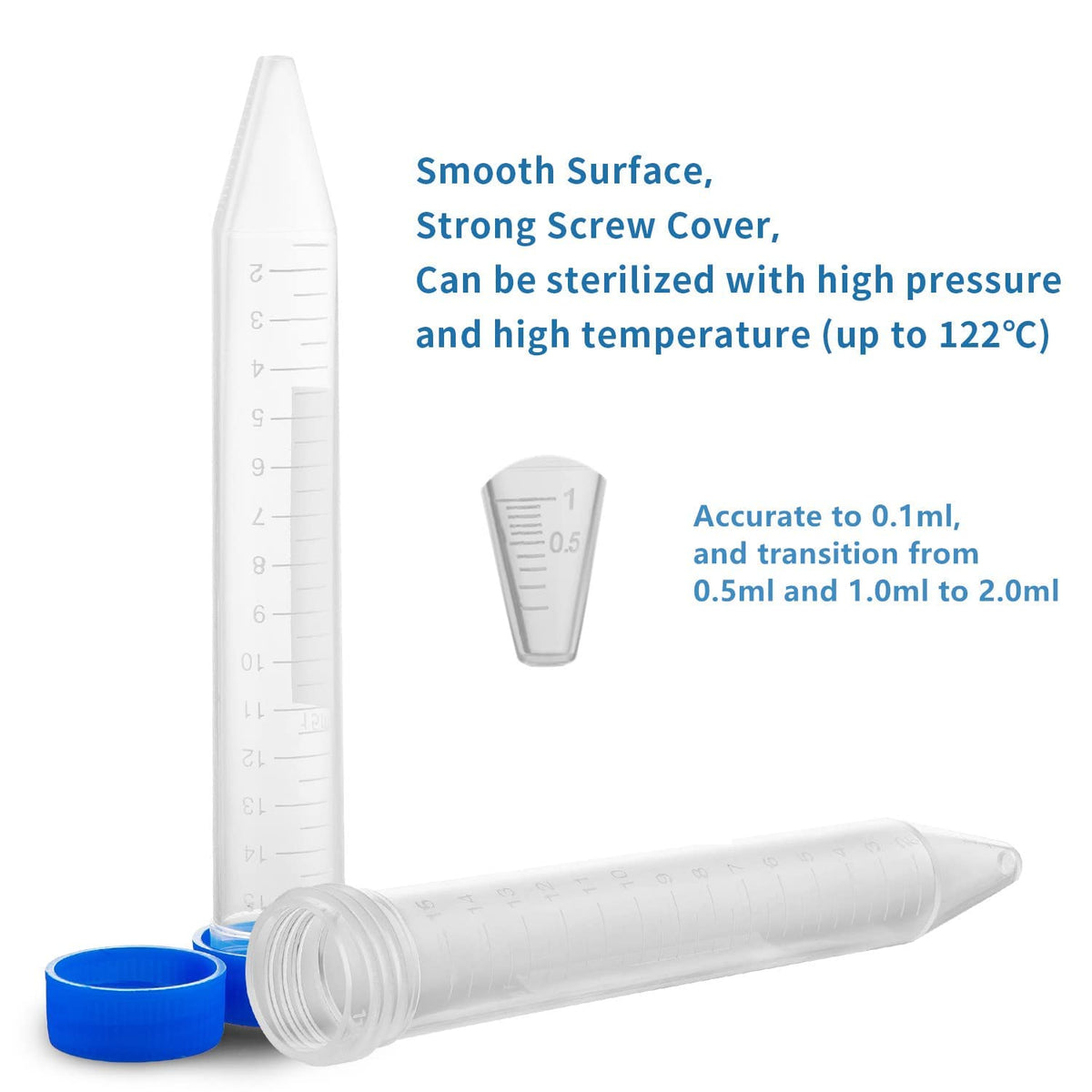Bello Centrifuge Tube Conical Bottom  with Screw Caps,  Polypropylene Conical Container Microcentrifuge Tube with Graduated Marks For Lab Laboratory