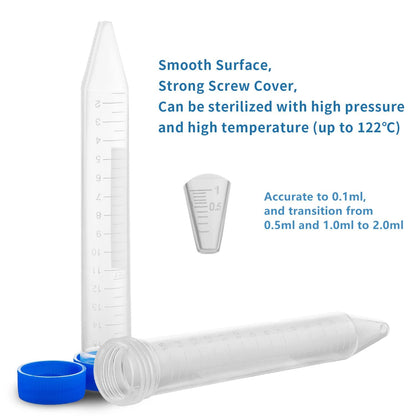 Bello Centrifuge Tube Conical Bottom  with Screw Caps,  Polypropylene Conical Container Microcentrifuge Tube with Graduated Marks For Lab Laboratory