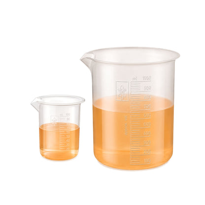 Labxprt Polypropylene Plastic Beaker 100ml,1000ml with Graduation Marks, Set of 2 Transparent Reusable for Laboratory, Kitchen, Cooking, Liquid & Solid Measurement | Embossed Scale