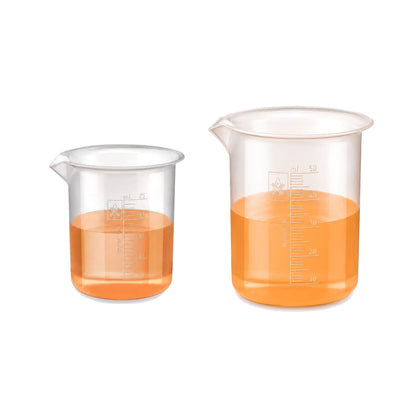 Labxprt Polypropylene Plastic Beaker 25ml, 50ml with Graduation Marks, Set of 2 Transparent Reusable for Laboratory, Kitchen, Cooking, Liquid & Solid Measurement | Embossed Scale